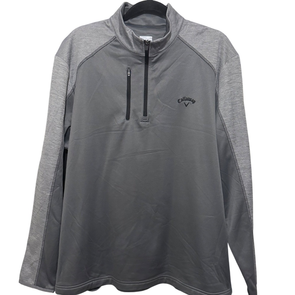 Callaway Mens Gray Quarter Zip Pullover Heathered Sleeve Golf Jacket Large